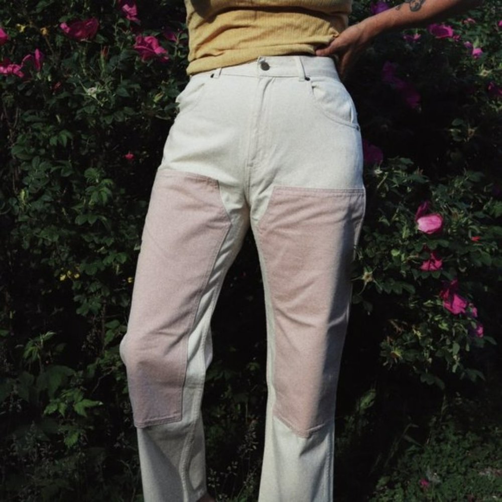 Rudy Jude White and Pink Utility Jeans